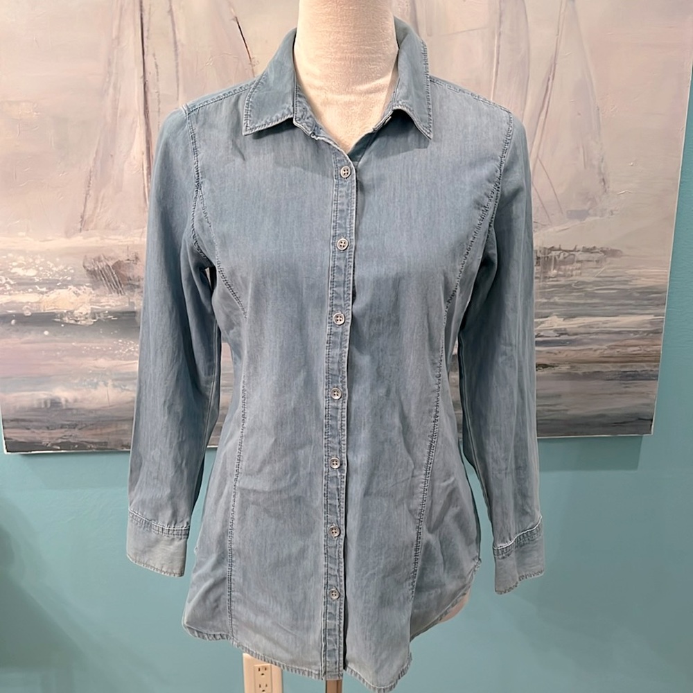 J. Jill Light Denim Button Down Shirt, XS